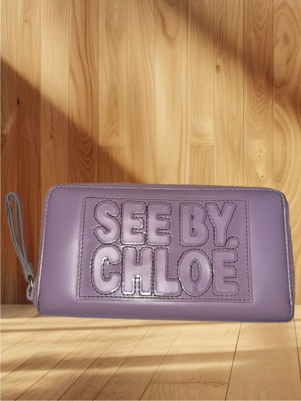See By Chloé Lavender Zip-Around Logo Wallet